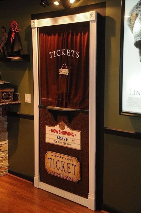 Theater Ticket, Theater Room Decor, Movie Theater Rooms, Basement Home Theater, Theater Decor, Home Theater Room Design, Theater Room Design, Theatre Inspiration, Movie Room Decor