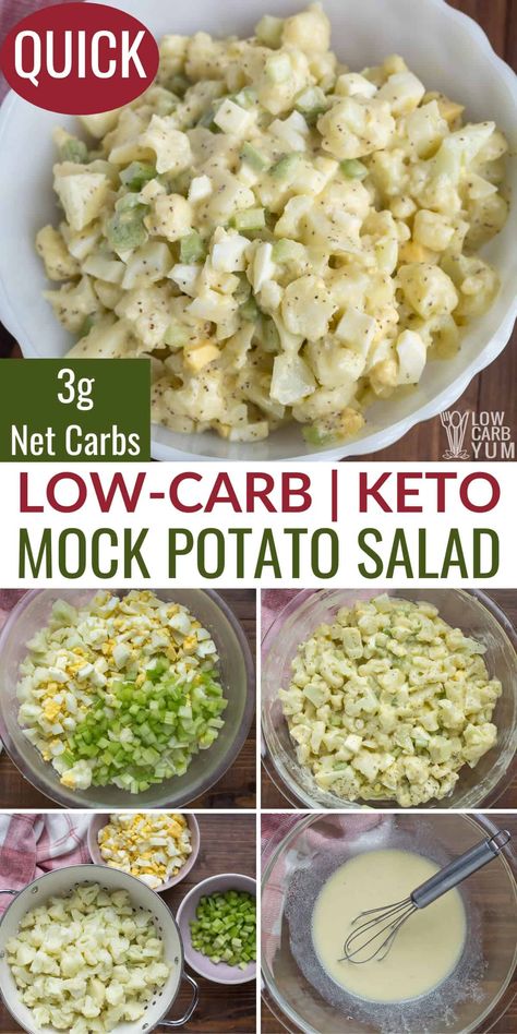 A mock low carb potato salad is the perfect summer dish for a potluck. This keto cauliflower salad has the taste you love without the carbs. Keto Cauliflower Salad, Mock Potato Salad, Low Carb Potatoes, Low Carb Low Fat Recipes, Boiled Egg Diet Plan, Recipes Beef, Low Carb Salad, Cauliflower Salad, Recetas Keto