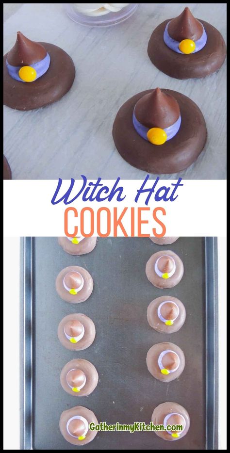 Indulge in Witch Hat Cookies, a whimsical twist on Halloween desserts. These fun treats are easy to make, perfect for spooky celebrations. Whether you seek the best cookie recipes or want to charm your dessert table, Witch Hat Cookies impress. With their witch hat design and delicious flavor, they're a hit with kids and adults. Add these treats to your Halloween goodies list and savor the season! Witch Hat Treats, Holloween Desserts, Witch Hat Desserts, Witches Hat Cookies Hershey's Kisses, Make Witch Hat, Witch Hat Oreos, Witches Hat Cookies, Oreo Witches Hat Cookies, Halloween Party Easy