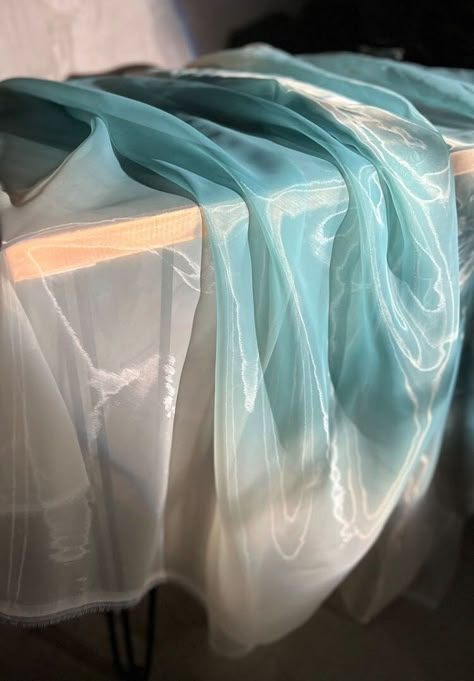 "* Width 57 inch (145cm), listed for 18\" x 57\" (45cm x 145cm). This size is measured on straightened fabric. * Fabric: Polyester organza fabric. Blue and white gradient .Translucent.  * Multiple quantities will come as continuous lengths, one big piece. The sky blue gradient light sense organza is a delicate and ethereal fabric that features a beautiful transition of colors. This lightweight, sheer material is made from synthetic fibers, giving it the subtle shimmer.The fabric have delicate fe Sky Blue Gradient, Ethereal Fabric, Gradient Light, White Gradient, Blue Organza, Serenity Blue, Purple Mirror, Blue And White Fabric, Our Father In Heaven