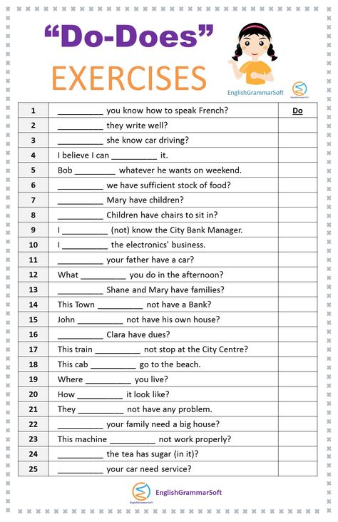 Do Does Worksheets For Kids, Do And Does Worksheet, English Exercises Worksheets, Do Or Does Worksheet, Do Does Worksheet, Sentence Making, English Grammar Exercises, English Grammar For Kids, Grammar For Kids