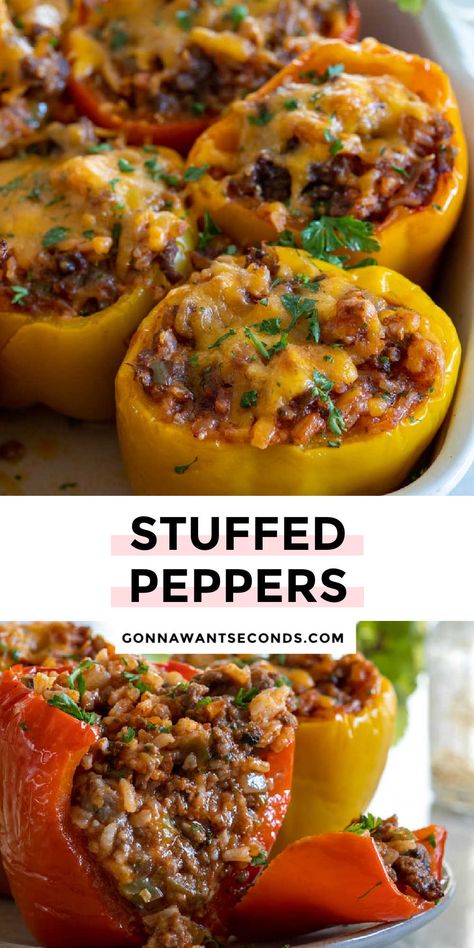 Stuffed Pepper Rings, Alfredo Stuffed Peppers, Best Stuffed Peppers Recipe Healthy, Stuffed Yellow Peppers, Creamy Stuffed Peppers, What To Serve With Stuffed Peppers, Stuffed Peppers For Two, Best Stuffed Peppers Recipe, Filled Peppers