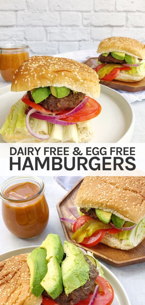 Hamburgers with lettuce, red onion, tomato, avocado, and barbeque mayo Turkey Burger Recipes No Egg, Make Hamburger Patties, Best Burger Patty Recipe, Juicy Hamburger Recipe, Ground Beef Burger Recipe, Grilled Hamburger Recipes, Perfect Burger Recipe, Homemade Burger Patties, Pork Burgers Recipes