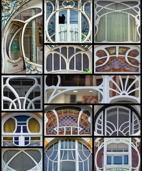 Art Neavue Interior, Art Nouveau Window Design, Art Nuevo Interior, Art Nouveau Building, Art Neauveau Architecture, Art Noveau Houses, Art Nouveau Exterior, Art Nouveau Window, Romantic Window