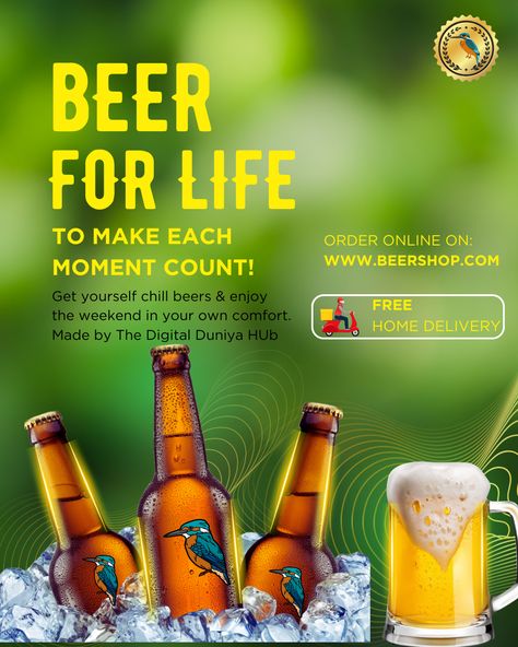 Social Media Post design for Beer shops, Alcohol Shops, Night Club, Bars & Restaurants, and Beer Brands. #socialmedia #marketing #socialmediamarketing #digitalmarketing #instagram #branding #business #marketingdigital #design #entrepreneur #graphicdesign #contentmarketing #beergeek #craftbeer #kingfisher #kingfisherbeer #beerlover #beertime #weekendvibes #canva #canvadesign #canvadesigntutorial #canvaverifiedexpert #canvadesigns Alcohol Social Media Design, Beer Instagram Post, Alcohol Social Media, Chilled Beer, Beer Poster, Social Media Post Design, Instagram Branding, Branding Business, Beer Brands