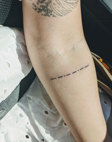 Interstellar "STAY" morse code tattoo Stay Morse Code Tattoo, Interstellar Tattoo Ideas, Stay Morse Code, Inception Tattoo, Interstellar Stay, Interstellar Tattoo, Ink Poisoning, Code Tattoo, Morse Code Tattoo