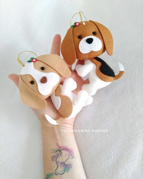 Felt Dog Ornament, Diy Felt Christmas Ornaments, Necktie Crafts, Felt Ornaments Patterns, Felt Animal, Felt Dogs, Dog Christmas Ornaments, Christmas Felt, Dog Crafts