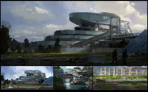 JAXA Agricultural Research Facility, cameron mousavi on ArtStation at https://www.artstation.com/artwork/20DEJ Facility Concept Art, Sci Fi School, Exterior Concept Art, School Exterior, Land Scapes, Sci Fi Building, Art Environment, Research Facility, Sci Fi Architecture