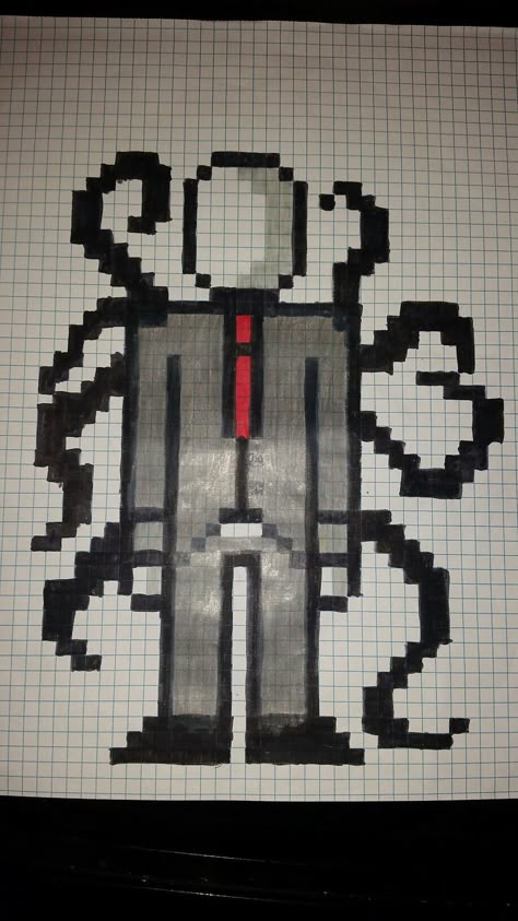 Slenderman pixel art Drawing With Squares, Pixel Drawing Anime, Pixel Art Facil, Modele Pixel Art, Graph Paper Designs, Good Nights, Graph Paper Drawings, Easy Pixel Art, Pixel Art Templates