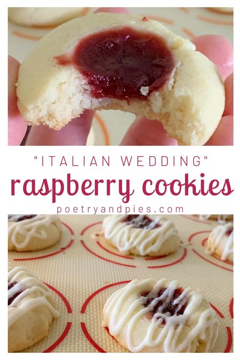 Italian Raspberry Cookies, Wedding Cookies Recipe Easy, Best Wedding Cookies Recipe, Italian Bridal Shower Desserts, Rasberry Christmas Cookies, Raspberry Shortbread Cookies Recipes, Cookie Recipes Wedding, Rasberry Cookie Recipe, Italian Jelly Cookies