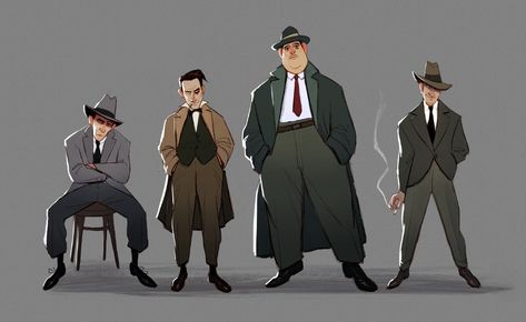 Gangsters on Behance Stylised Character, Gangster Drawings, 동화 삽화, 캐릭터 드로잉, 1920s Art, Character Design Animation, Character Design Male, Cartoon Character Design, Character Design References