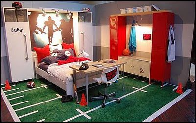 Decorating theme bedrooms - Maries Manor: Sports Bedroom decorating ideas Boys Football Bedroom, Sports Themed Bedroom, Football Room, Boy Sports Bedroom, Hunter Room, Football Rooms, Sports Bedroom, Football Bedroom, Teenage Boy Room