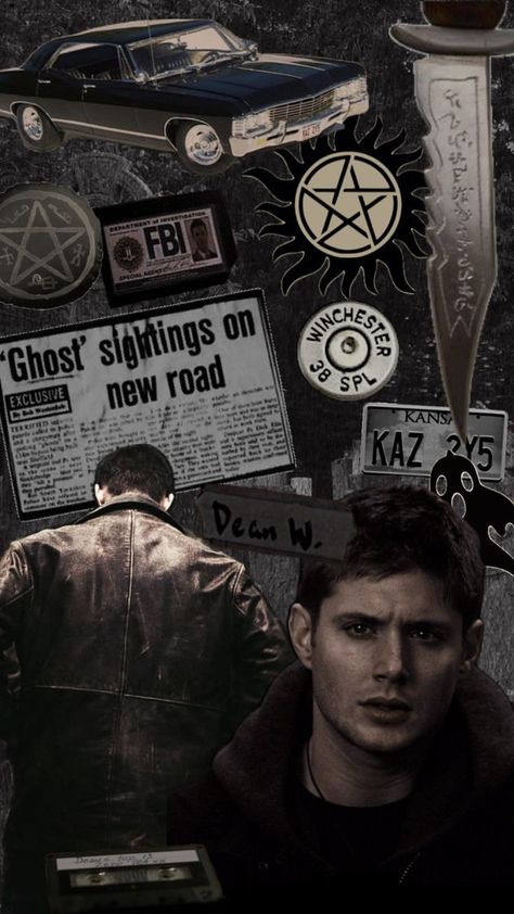 Dean Winchester Mugshot Wallpaper, Aesthetic Wallpaper Supernatural, Dean Winchester Collage, Supernatural Collage Wallpaper, Supernatural Dean Wallpaper, Dean Winchester Tattoo Ideas, Supernaturals Aesthetic, Spn Wallpaper Aesthetic, Dean Winchester Wallpaper Iphone