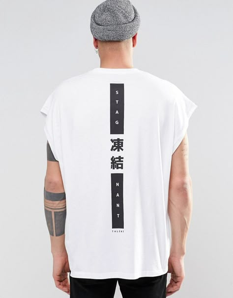 Tshirt Design Inspiration, White Shirt Men, Streetwear Mode, Shirt Design Inspiration, Japanese Streetwear, Tee Shirt Designs, Tee Shirt Homme, Sleeveless Tshirt, Trendy Tshirts