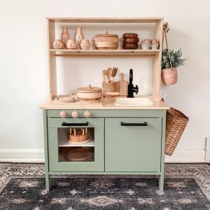 Furniture Design Ideas Featuring Green | General Finishes Design Center Coffee Table Arrangment, Ikea Play Kitchen Hack, Ikea Kids Kitchen, Kids Wooden Kitchen, Diy Kids Kitchen, Berry Avenue Codes, Ikea Play Kitchen, Kitchen Sets For Kids, Natural Nursery