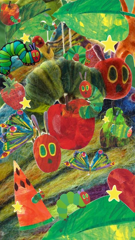 #veryhungrycaterpillar #theveryhungrycaterpillar #ericcarle #caterpillar Caterpillar Art, Future Wallpaper, Phone Decals, Witchy Wallpaper, Swag Art, Beautiful Bugs, The Very Hungry Caterpillar, Very Hungry, Very Hungry Caterpillar