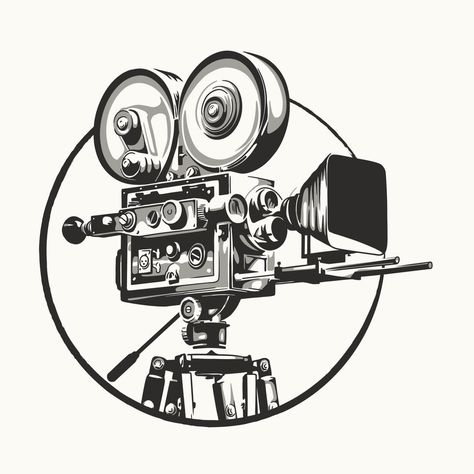 Retro movie camera icon on a tripod. Vector isolated illustration Wedding Illustration Card, Camera Clip Art, Home Screen Wallpaper Hd, Camera Illustration, Adobe Photoshop Design, Film Logo, Camera Tattoo, Cartoon Character Tattoos, Film Icon