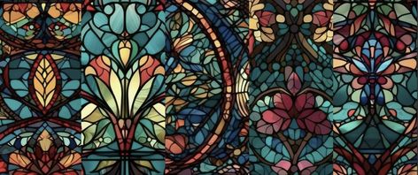 Stained Glass Banner, Stained Glass Laptop Wallpaper, Laptop Wallpaper Whimsigoth, Whimsigoth Laptop Wallpaper, Whimsigoth Wallpaper Desktop, Stained Glass Landscape, Computer Backgrounds, Header Pictures, Macbook Wallpaper