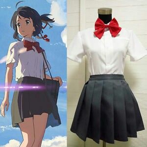 Mitsuha Cosplay, Costume School Uniform, Mitsuha And Taki, Girly Costumes, Anime Cosplay Ideas, Makoto Shinkai, Easy Cosplay, Anime Cosplay Makeup, New Anime