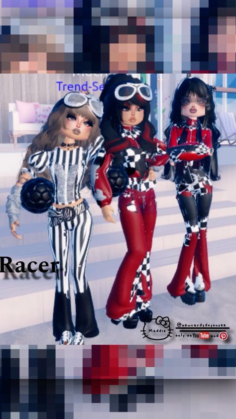 Dress To Impress Racer, Racers Dress To Impress, Dresses For Dolls, Dti Codes, Dti Outfits, Theme Dress, Biker Girl, Gaming Clothes, Handmade Dresses