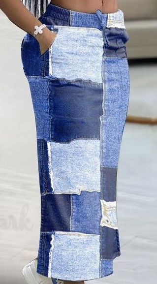 Jeans Recycle, Wedding Countdown, Denim Clothing, Recycle Jeans, Patch Work, Denim Patchwork, Maxi Skirts, Denim Outfit, Dress Making