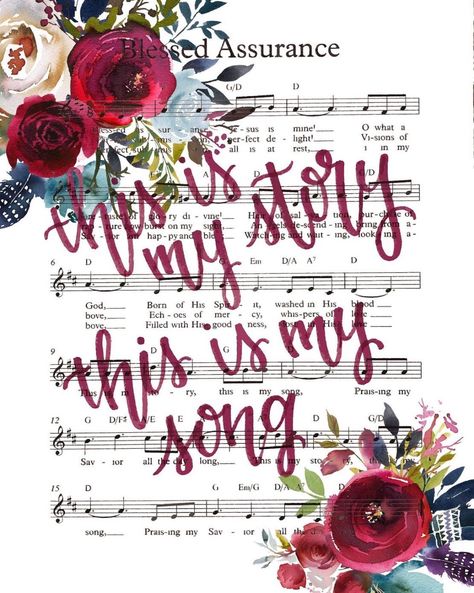 Blessed Assurance Hymn, Hymnal Crafts, Sheet Music Crafts, Hymn Art, Blessed Assurance, Scripture Decor, Music Crafts, Faith Christian, Music Sheets