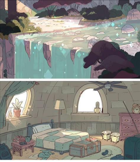 Steven Universe - scenario Steven Universe Background Art, Sam Bosma, Steven Universe Background, Concept Art Landscape, Steven Universe Wallpaper, Bg Design, Background Drawing, Universe Art, Cartoon Background