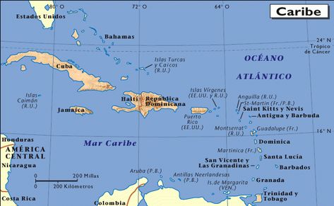 Mapa del caribe Mexican Peso, St Martin, Caribbean Sea, Spanish Style, Caicos Islands, Bahamas, Haiti, Jamaica, Cuba