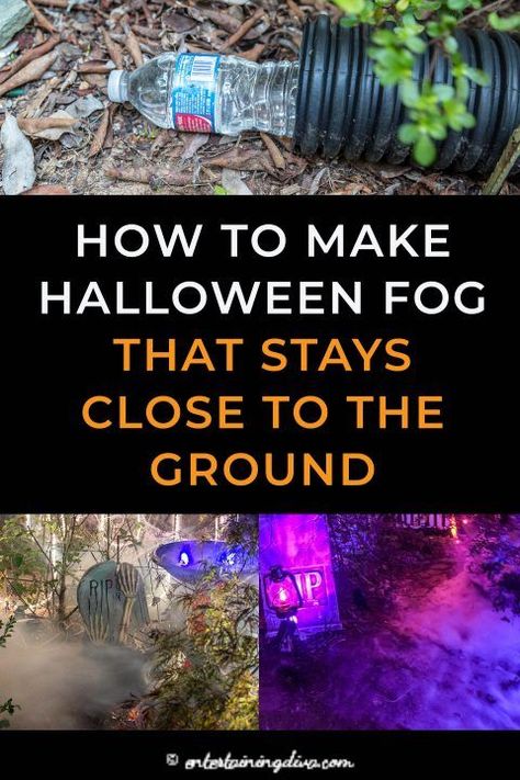 I love using a fog machine to make my outdoor Halloween decorations look spooky. Learn how to make fog stay low to the ground with this easy DIY chiller that can be used with any fog machine...no dry ice required. #entertainingdiva #fog #fogmachine #halloweenfog #halloweenparty  #diyhalloween Halloween Ghouls Diy, Skeleton Graveyard Halloween Decorations, Halloween Outside House Decorations, Best Diy Halloween Decorations, Werewolf Halloween Decorations, Halloween Spooky Decorations, Outdoor Halloween Themes, Halloween Arches Diy, Yard Halloween Decorations Diy