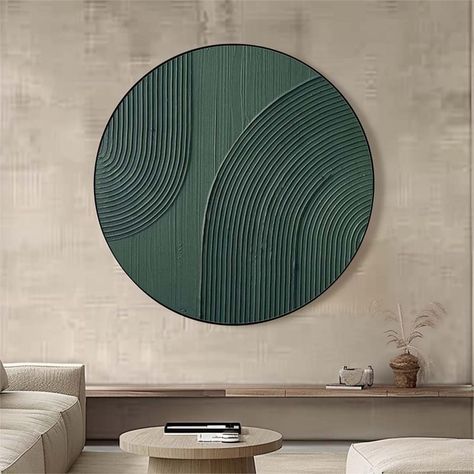 Green Minimalist Art, Circle Canvas Art, Circular Painting, Canvas Art Green, Circle Wall Decor, Circular Wall Art, Wall Art Circle, Circle Canvas, Green Minimalist