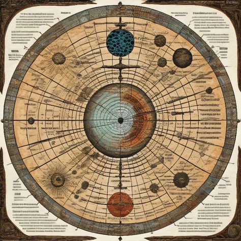 diagram of the solar system, antediluvian occult cosmology, hollow earth infographic, vernadskys noosphere, fantasy cartography, medieval globe, fantasy maps, occult abiogenesis, the multiverse, astrolabe, alchemical diagram, steampunk blueprint, orrery, mythological map, hyperborea Fantasy Solar System Map, Fantasy Solar System, Earth Infographic, Solar System Map, Fantasy Cartography, Hollow Earth, Blue Stockings, Solar System Planets, Fantasy Maps