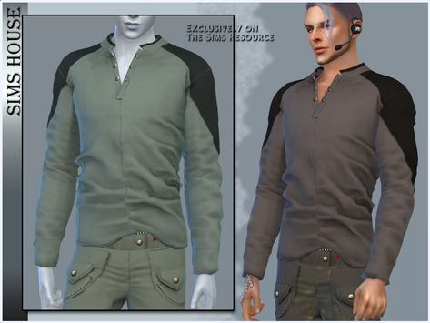 The Sims Resource - MEN'S SWEATER WITH INSERTS The Sims 4 Cc Men, Sims 4 Cc Female, The Sims 4 Pc, Safari Shirt, Camo Shirt, Sims 4 Collections, Men Tshirt, Shirt Tucked In, Camo Shirts