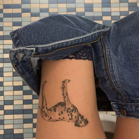 1/2 Tattoos, Brittany Broski Tattoo, Upper Knee Tattoo, Minimal Tattoo Ideas, Dinosaur Tattoo, 3d Tattoos, Jewelry Tattoo, Dainty Tattoos, Dope Tattoos