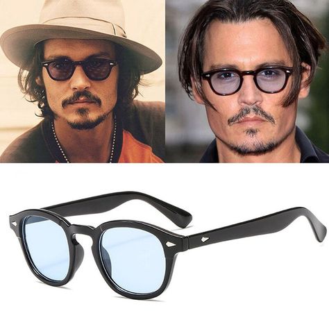 Fashion Sunglasses Vintage Round Tint Ocean Lens Brand Design Sunglasses | Wish Round Sunglasses Men, Johnny Depp Style, Sunglasses Men Vintage, Vintage Aviation, Skull Bracelet, Sunglass Lenses, Pirates Of The Caribbean, Sunglasses Branding, Mens Glasses