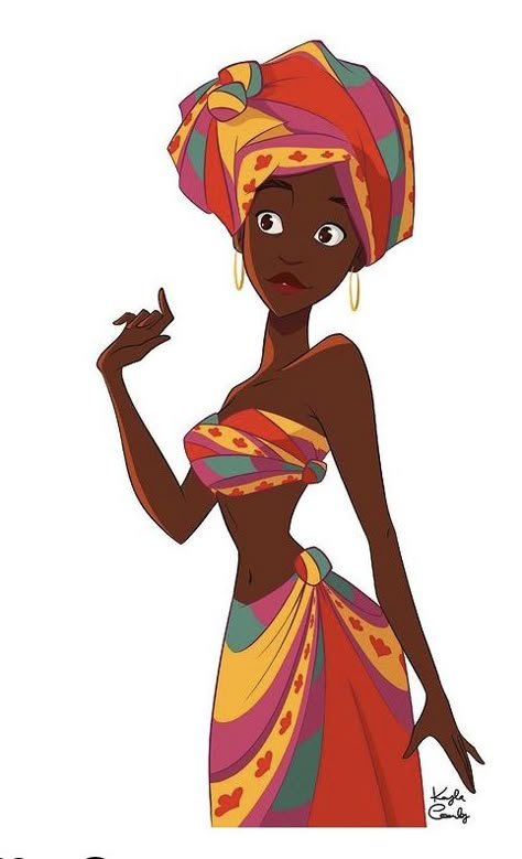 African Character Design Female, African Cartoon Art, African Woman Character Design, African Cartoon Characters, Character Design Black Woman, Black Character Design Girl, Drawing Black Characters, African Girl Drawing, Afro Girl Drawing