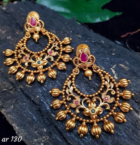 Chand Bali, Wedding Jewelry Sets Bridal Jewellery, 1 Gram Gold Jewellery, Jewellery Board, Gold Bridal Jewellery Sets, Chandbali Earrings, Beads Chain, Gold Ring Designs, Gold Fashion Necklace