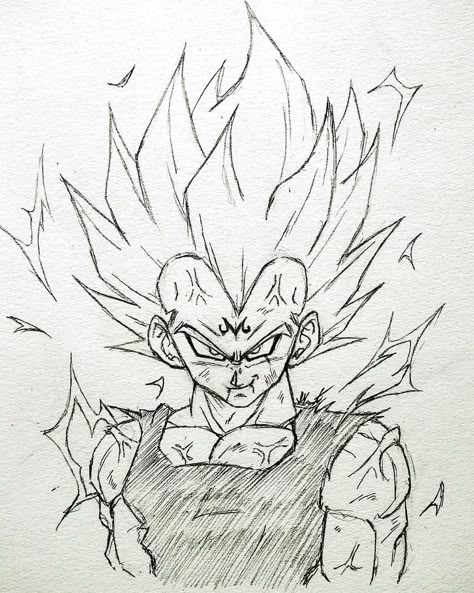 Jerry🖋 on Instagram: “ベジータ Majin Vegeta | 30 min sketch🖋 I hit 6K not that long ago and I would like to say Thank y'all so much for the support everyone.🙏🙌…” Motivation Sketch, Ssj2 Goku, Manga Vegeta, Drawing Dragon Ball, Draw Goku, Vegeta Manga, Drawing Dragon, Ball Painting, Majin Vegeta