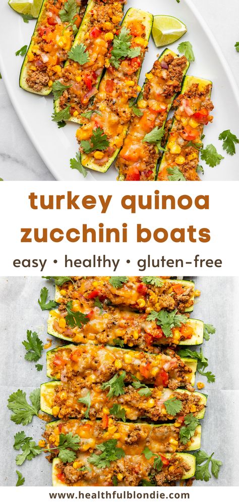 Ground Turkey Zucchini Quinoa, Zucchini Boats With Ground Turkey, Zucchini Turkey Boats, Quinoa Stuffed Zucchini Boats, Stuffed Zucchini Boats Healthy, Ground Turkey Zucchini Boats, Zucchini Boats Turkey, Turkey Stuffed Zucchini Boats, Ground Turkey And Quinoa