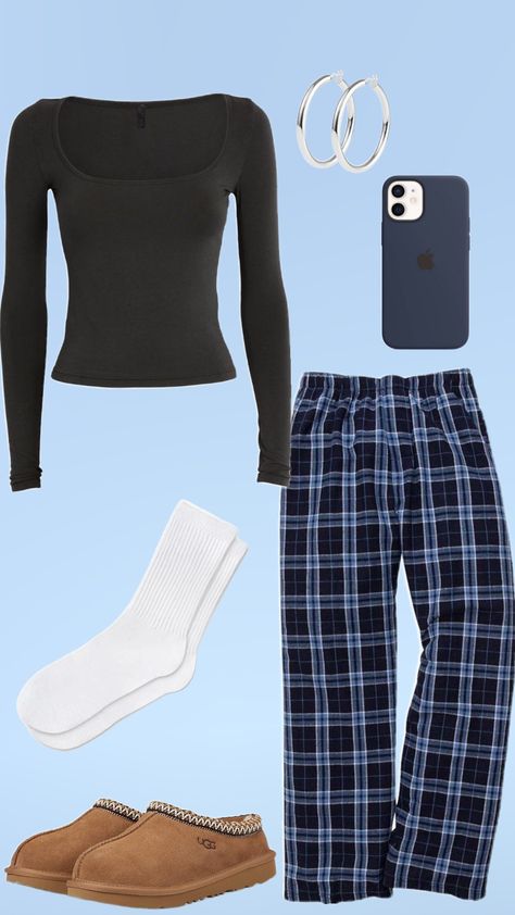 Pj Pants Outfit, Blue And Red Outfit, Pajama Pants Outfit, Rock Star Outfit, Christmas Week, Pajama Outfits, Aesthetic Outfit Ideas, Pj Pants, Teenager Outfits