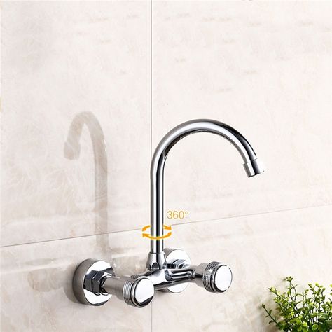 Wall Mount Kitchen Faucet Chrome Swivel Kitchen Tap Silver Kitchen Faucet, Kitchen Faucets Ideas, Faucets Ideas, Wall Mount Kitchen Faucet, Silver Kitchen, Chrome Kitchen Faucet, Plating Techniques, History Wall, Chrome Kitchen