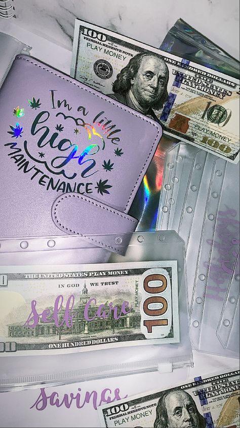 Budget binder high maintenance boss babe fyp pretty Kawaii budgeting Cricut crafts hand made decals holographic Saving Money Booklet, Home Made Budget Binder, Budget Money Aesthetic, Budgeting Money Aesthetic, Money Binder Aesthetic, Budget Binder Cover Ideas, Budget Binder Design Ideas, Budget Binder Aesthetic, Budget Aesthetic Vision Board