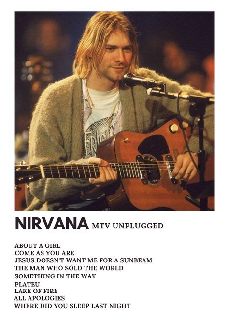 Alternative Minimalist Album Covers Nirvana, Nirvana Song Poster, Nirvana Polaroid Poster, Nirvana Polaroid, Nirvana Mtv Unplugged, Where Did You Sleep Last Night, Nirvana Poster, Nirvana Songs, Nirvana Music