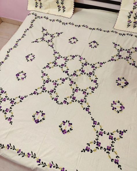 hand embroidery bedsheet Queen size bedsheet Cotton fabric bedsheet Double bedsheet with two pillow cover 90*105 inch 1400/- free shipping all over india No cash on delivery Off white cream color 7710863253 #reels #handembroiderybedsheet #handembroidery #handembroidered #handmadecrafts #handloom #gift #giftideas #bedsheetgift #like #fyp #likesforlike #follow #kathawork Hand Embroidery Bedsheet, Embroidery Bedsheet, Basic Embroidery, Basic Embroidery Stitches, Sewing Embroidery, Sewing Embroidery Designs, Hand Embroidery Designs, White Cream, Queen Size