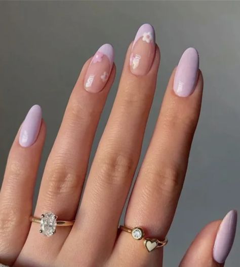 Lavender French Tip, Tip Nail Designs, Light Purple Nails, Lilac Nails, French Tip Nail Designs, Lavender Nails, Subtle Nails, Simple Gel Nails, Nagel Inspo