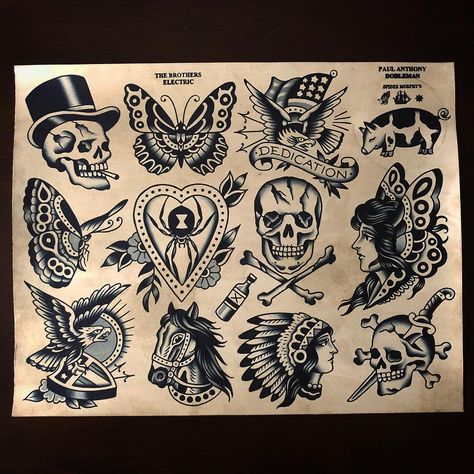 Paul Anthony Dobleman Tattoos, Paul Dobleman Flash, America Traditional Tattoo, Paul Anthony Dobleman, Black And Grey Traditional Tattoo, Spider Murphy, Paul Dobleman, Traditional Tattoo Prints, Traditional Tattoo Reference