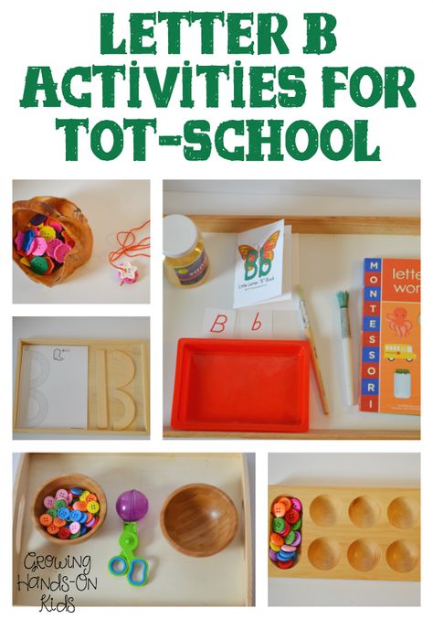 Letter B Activities for tot-school, for ages 2-4 years old. B Activities, Nursery Syllabus, Letter B Activities, Fun Activities For Toddlers, Abc Activities, Toddler School, Kid Projects, Teaching Toddlers, Alphabet Crafts