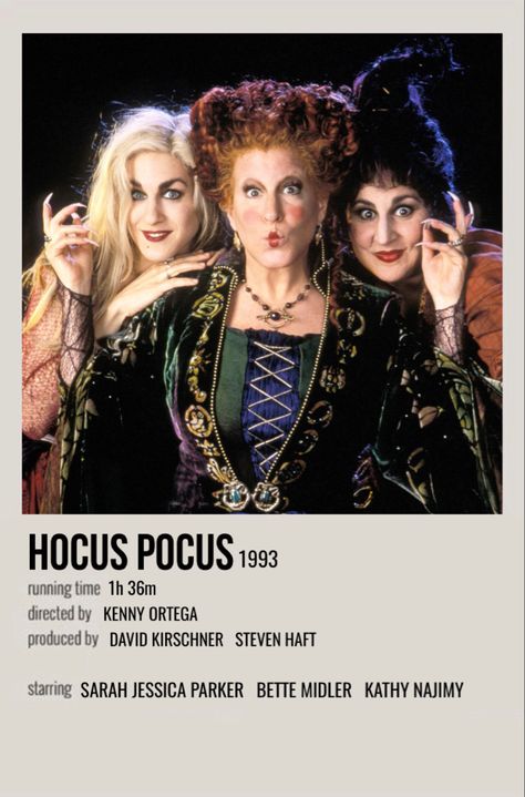 minimal polaroid movie poster for hocus pocus Halloween Movie Poster, Movie Poster Room, Hocus Pocus Movie, Kenny Ortega, Halloween Movie Night, Halloween Mantle, Halloween Film, Iconic Movie Posters, Movie Card