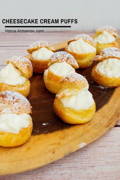 Cream Puff Pastry, Cream Puffs Easy, Cream Cheese Puffs, Cheesecake Cream, Cream Puff Filling, Desserts Pastry, Make Cheesecake, Cream Puff Recipe, How To Make Cheesecake