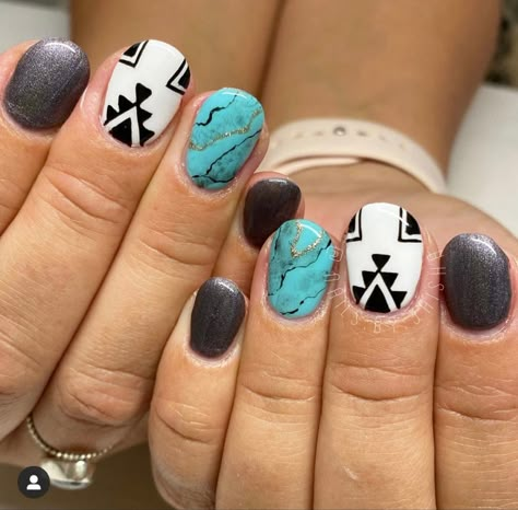 Turquoise Western Nails, Rodeo Nails, Indian Nails, Aztec Nails, Western Nails, Western Turquoise, Turquoise Nails, Cow Nails, Turquoise Western