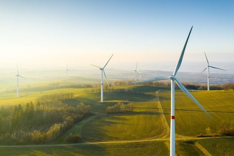 Photo panoramic view of wind farm or win... | Premium Photo #Freepik #photo #wind-energy #wind-turbine #turbine #windmill Physics Notes, Wind Generator, Wind Turbines, Wind Farm, Wind Energy, Panoramic View, Winter 2024, Premium Photo, Wind Turbine